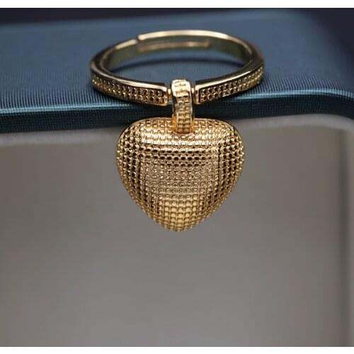 Gold Color Ring For Women Luxury Statement heart Shape copper Adjustable Ring Wedding Engagement Dubai Punk Bridal Finger Rings