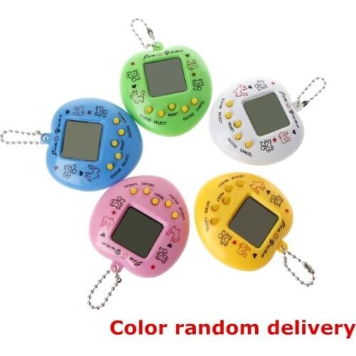 LCD Virtual Digital Pet Handheld Electronic Game Machine With Keychain Heart Shape