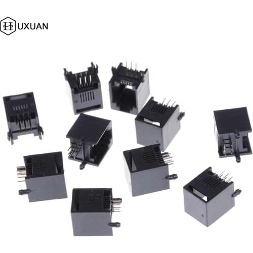 Popular 10PCS/Lot RJ12 RJ11 Socket Telephone 6Pin Crystal Female 6p6c Socket