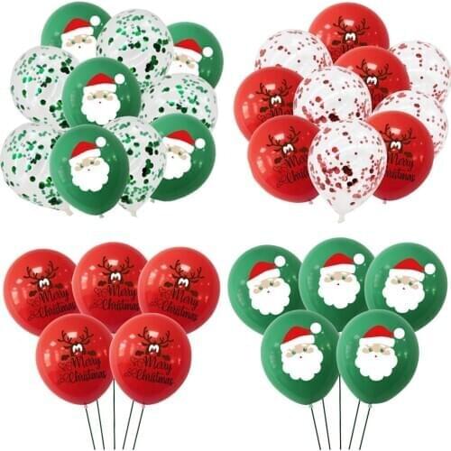 10pc Merry Christmas Balloons Santa Claus Xmas Tree Latex Balloon Confetti Air Ballon Decoration Home Xmas Party Decor