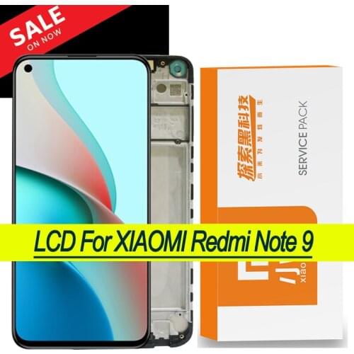 100% Original 6.53'' IPS Display with frame for Xiaomi Redmi Note 9 LCD Touch Screen Note9 Digitizer Repair Parts + Service Pack