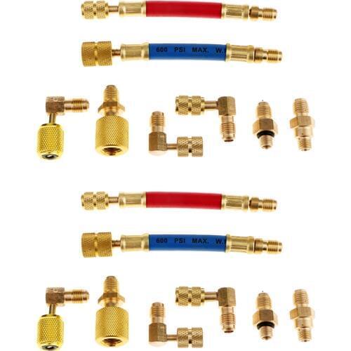 16 Pcs Car Air Conditioning Cooling R134A R12 Plug Adapter Hose