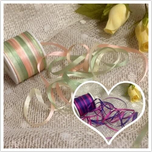 2020 NEW COLORS 2MM variegated ins style 100% pure silk embroidery ribbon thin taffeta high quality silk ribbon Handcraft