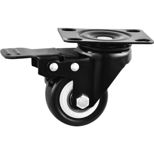 5 Pcs/Lot 1.5 Inch Gold Diamond Caster With Brake Electrophoresis Black Flat Steering Wheel Mobile Furniture