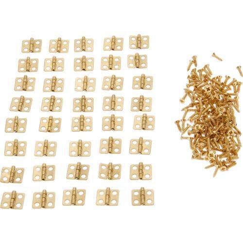 40Pcs Antique Mini Cabinet Drawer Door Furniture Butt Hinges 4 Holes Jewelry Boxes Decorative Hinges Furniture Hardware 13*12mm
