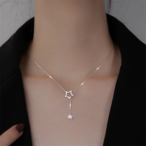 925 Sterling Silver Tassel Star Bead Charm Pendent Necklace Creative Elegant Link Chain Party Jewelry For Women dz569