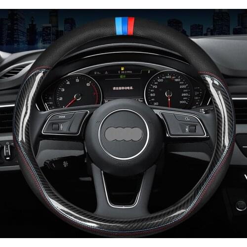 Carbon Fiber Leather Steering Wheel Cover For Audi A1 A3 A4 A5 A6 A7 A8 Q2 Q3 Q5 Q7 Q8 R8 S4 S3 S5 S6 S8 Protection Accessories