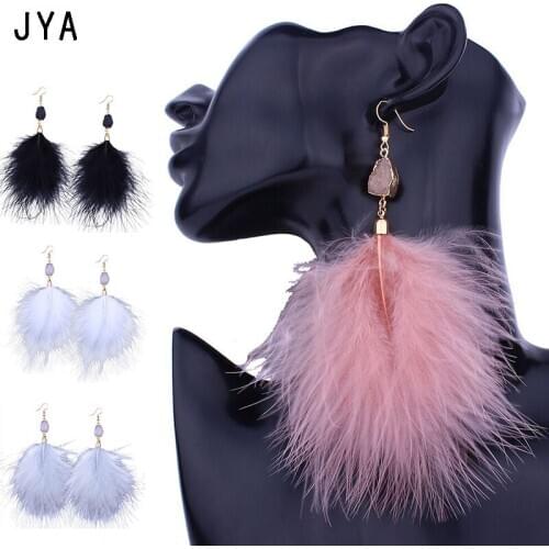 Cpop Big Nature Feather Earrings for Women Simple Winter Drop Earrings Fashion Jewelry Female Eardrop Best Selling 2018 Products
