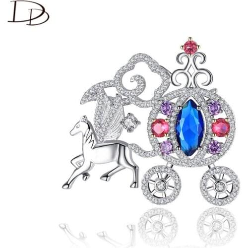 DODO Dream Pumpkin Carriage Brooches For Women Blue AAA Cubic Zirconia Fine Jewelry Delicate Career Accessories Bijoux 20G01