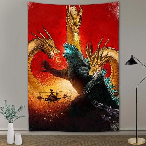 Dinosaur vs. beast Dragon Printed Tapestry Wall Hanging Animal Hippie Tapestry Hippy Farmhouse Dorm Decor Polyester Blanket