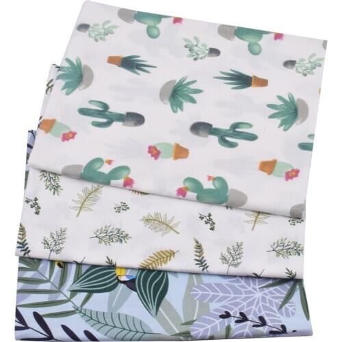 Cactus,Leaves,Floral 100% Cotton Fabric,Handmade Cloth, Sewing Textile Tissue Quilting Bed Sheet Fabric For Baby & Child
