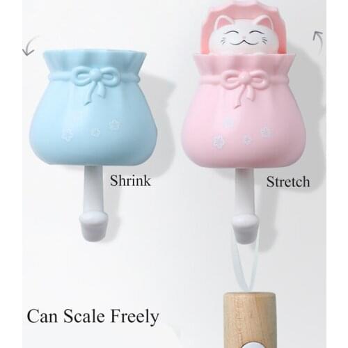 Creative Cute Hidden Cat Wall Hanging Hook for Clothes Hat Scarf Key Cute Animals Lucky bag Hanger Rack Non-slip Wall Decoration