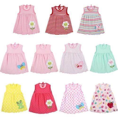 Newborn Baby Summer Dresses Girls Dress Baby O-neck Sleeveless Cotton Princess Mini Dress Child Cute Pattern Decor Dot Clothes