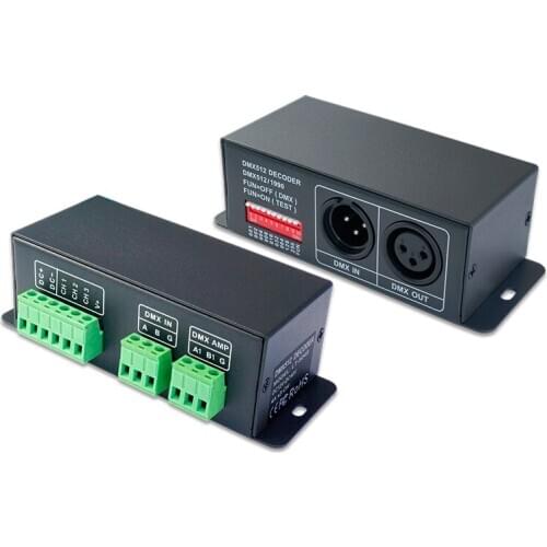 New LED DMX Decoder;DC12-48V in 4A*3CH Max 12A XLR-3 Green Terminal 0-100% Dimming Range 3CH CV RGB Strip CV DMX Decoder