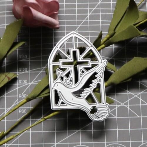 Metal Cutting Dies Cut Die Mold Peace Pigeon Cross Windowsill Scrapbook Paper Craft Knife Mould Blade Punch Stencil