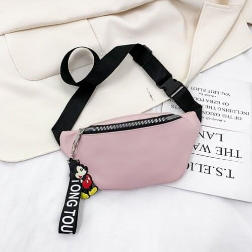 Disney cartoon Mickey ladies pu fashion waist bag chest bag girl wild one-shoulder messenger mobile phone bag