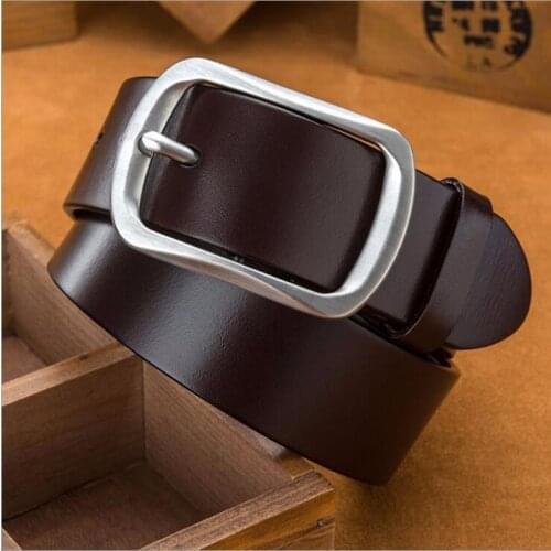 High quality Italy import superior cow Genuine Leather Male Belts black business metal alloy buckle strap belt men for gift 125