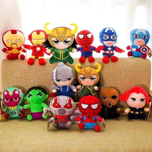 25cm Anime Marvel Avenger Spiderman Loki Hulk Captain America Soft Plush Toys Children kids Christmas Gifts