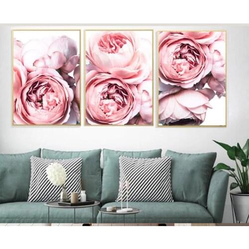 Still life Blush Pink Peonies Modern 3 pieces 5d diy diamond painting cross stitch mosaic embroidery round square stones EE2041