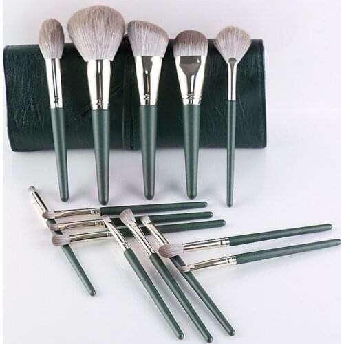 14Pcs/Set Makeup Brush Brush Makeup Tool Makeup Brush Soft Hair Uniform Shading With Storage Bag Green Cloud Makeup Brush Set