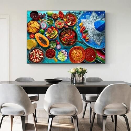 Kitchen Theme Wall Art Posters and Prints Mexican Food Canvas Paintings On The Wall Art Cuadros Canvas Pictures for Home Decor