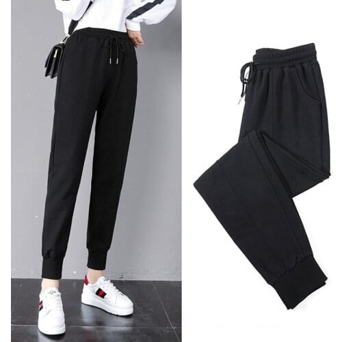 Newest Fashion Plus Size Women Winter Thermal Thick Warm Cotton Black Casual Sweatpants Oversized Lady Velvet lined Track Pants