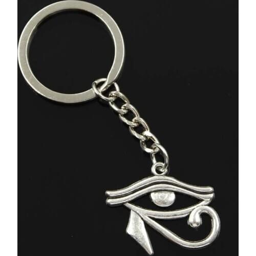 New Fashion Men 30mm Keychain DIY Metal Holder Chain Vintage Ancient Egypt Eye Of Horus 33x27mm Silver Color Pendant Gift