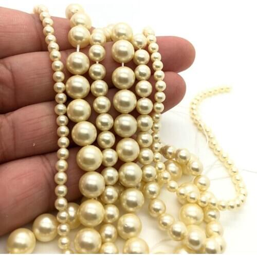Wholesale Natural Yellow Shell Pearl Round Loose Beads For Jewelry Making Choker Making Diy Bracelet Jewellery 4/6/8/10mm 15