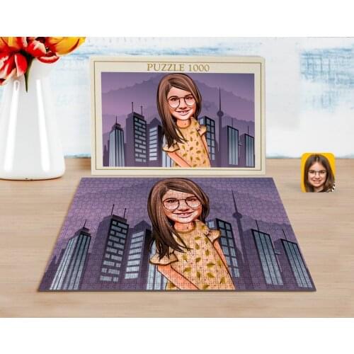 Personalized Female Child Caricature of 1000 Piece Professional Puzzle-8