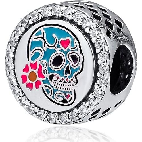 Fits Pandora Bracelet Genuine 925 Sterling Silver Day of the Dead Charm Beads for Jewelry Making Women Gift kralen Wholesale