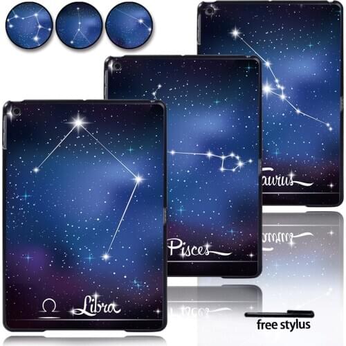 For Apple IPad 2019 7th 10.2" Shockproof Anti-fall Hard Shell Tablet Protective Case with Starry Pictures of 12 Constellations