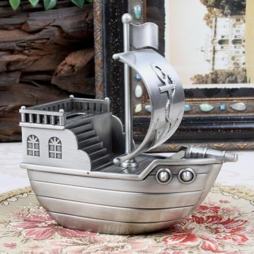 Size 12.8x6.5x13.5cm Vintage Home Decor Baby Kids Gift Piggy Bank Metal Coin Money Bank Creative Craft Ornament