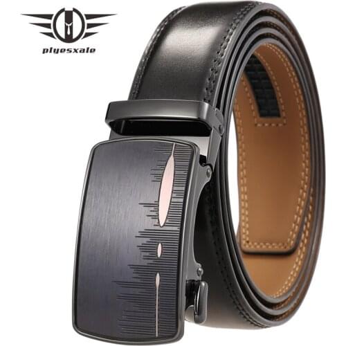 Genuine Leather Belts for Men High Quality Mens Black Dark Brown Automatic Buckle Belt Leisure Business Male Belts Cowskin B382