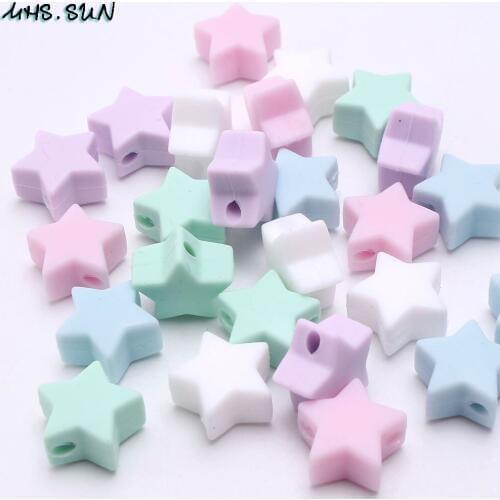 MHS.SUN Food Grade Star Silicone Beads Baby Loose Teething Silicone Beads For DIY Handmade Necklace Nursing Jewelry BPA Free