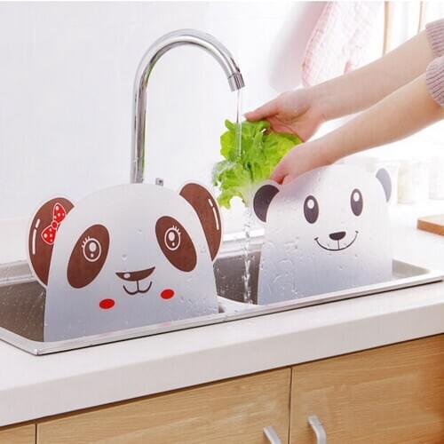 Random Color Kitchen Cute Panda Shape Sink Water Splash Pool Impermeable Baffle Plate Gadget Suction Cups Rack Tools