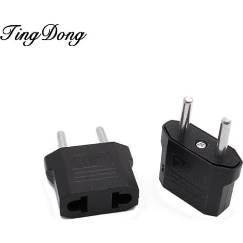 TingDong Universal US To EU Plug USA To Euro Europe Travel Wall Power Charger Outlet Adapter Converter 2 Round Socket Input Pin