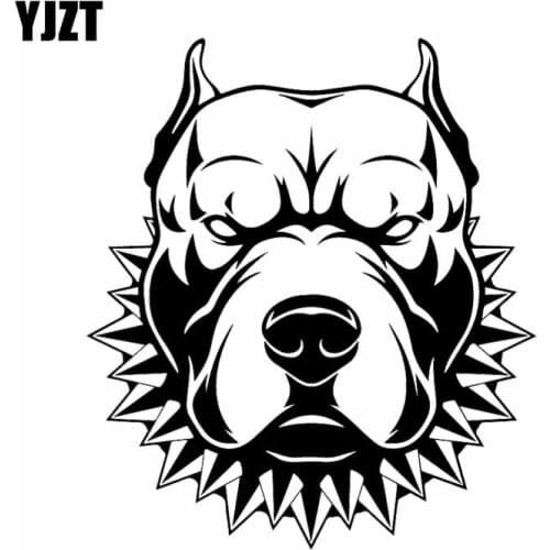 YJZT 14.7X16.7CM Creative Vinyl Decal American Staffordshire Terrier Angry Dog Car Stickers Black/Silver C24-1258