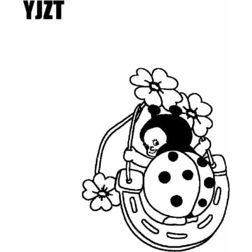 YJZT 15CM*18.6CM Cartoon LadyBug Lovely Nifty Delicate Vinyl Decal Nice Car Sticker Black/Silver C19-0775