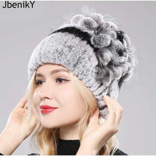 2021 Fur Winter Hat For Women 100% Real Rex Rabbit Fox Fur Hat Rex Rabbit Fur Caps Lady Winter Warm Headwear Womens Fur Hats
