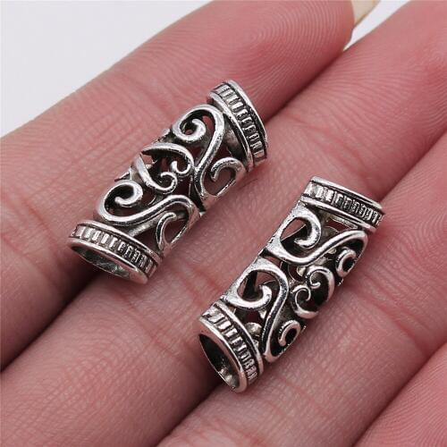 10pcs 10x10x25mm African Hair Braid Tube Metal Hollow Hair Dread Bead Dreadlock Cuffs Jewelry Decoration Accessories