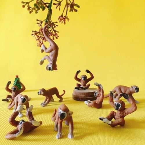10Pcs/monkeys animals/miniatures/lovely cute/fairy garden gnome/moss terrarium decor/crafts/figurine/statue/diy supplies