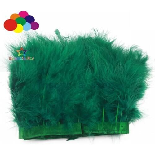2M Dusty green Turkey Feather Fringe Trims Fluffy Turkey Feathers Ribbon Decoration Accessories For Needlework Wedding Garment