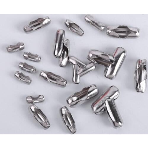 50pcs/Lot 1.5 2.0 2.5 3.2 mm Stainless Steel Ball Chain Connector Clasps End Beads Crimp For DIY Jewelry Making Finding Supplies