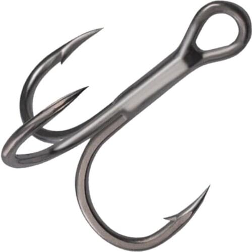 50Pcs/lot Treble hooks Silver Size 1/2/4/6/8/10/12/14# Bait Fishing Tackle Round Bend For Pike Bass