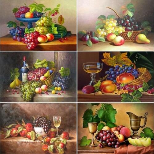 5D DIY Diamond Fruit Series Full Square Round Embroidery Painting Rhinestone Home Decoration Restaurant Set