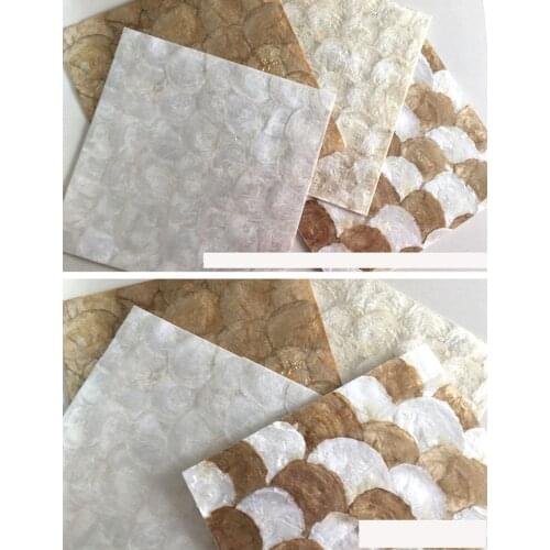 30x30cm Hot sale low price gray fish scale shell mosaic tile patter Shell Mosaic Decorative Tiles for wall decor