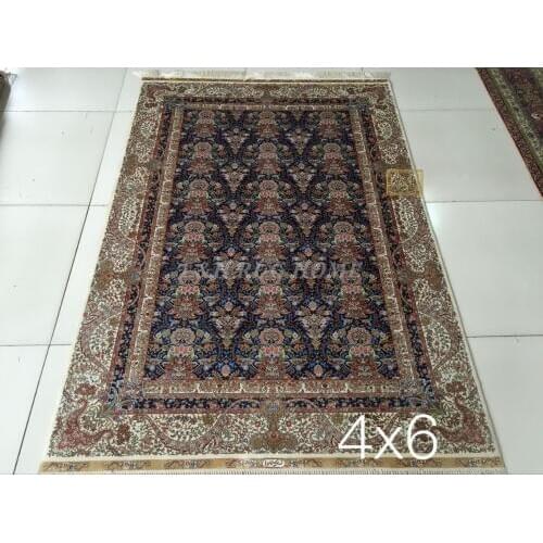 Free shipping 4'X6' 230 Line Handmade Silk Oriental Persian Rug hand Knotted silk carpet for home decoration