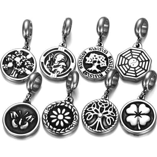 2pcs Stainless Steel 5.5mm Hole Animal Dangle Beads Spacer Slide Charms for Pando Chain Bracelets DIY Jewelry Making Accessories