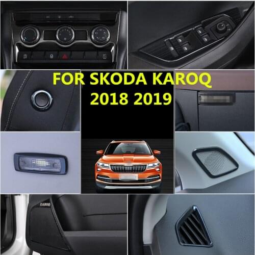For SKODA KAROQ 2018 2019 black colour Car Interior Full Mouldings Trim Sticker Car Covers Stainless Steel Accessorie Interior