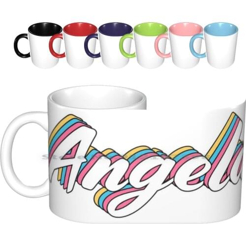 Angela Name Ceramic Mugs Coffee Cups Milk Tea Mug Angela Accent Girls Female Womens Name Nametag Tag Baby Name Hispanic Latin